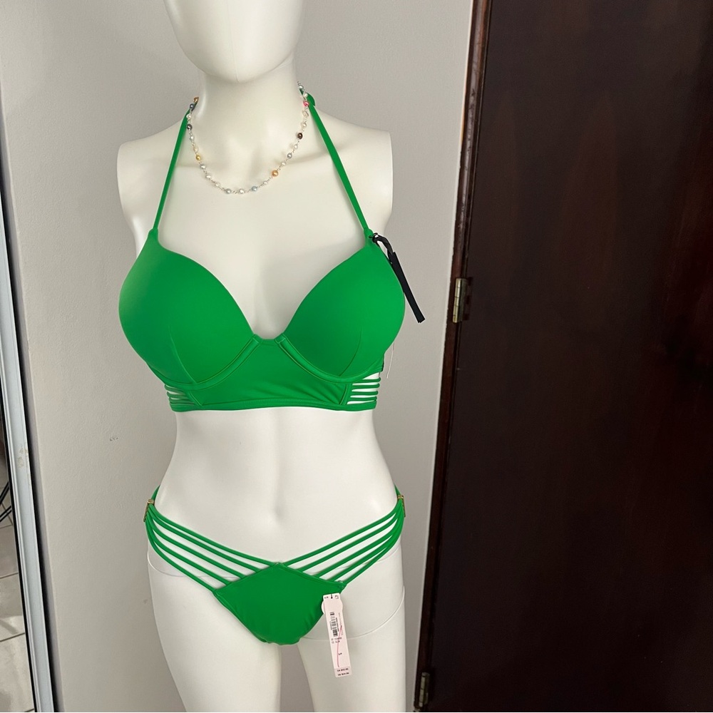Victorias Secret Archives +2 cup Push-Up Longline Strappy Brazilian 34B Bikini